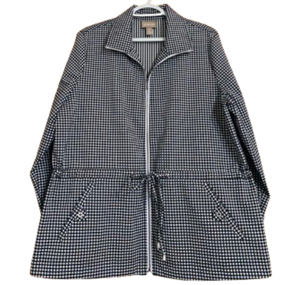 Chico’s Spring Women’s Black & White Ripple Gingham Anorak Jacket Sz- L/XL
